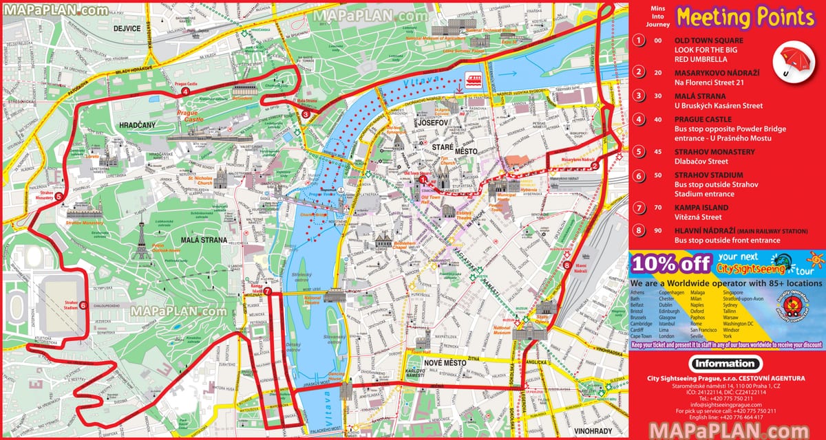 布拉格跳上跳下巴士地图