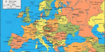 欧洲地图显示布拉格